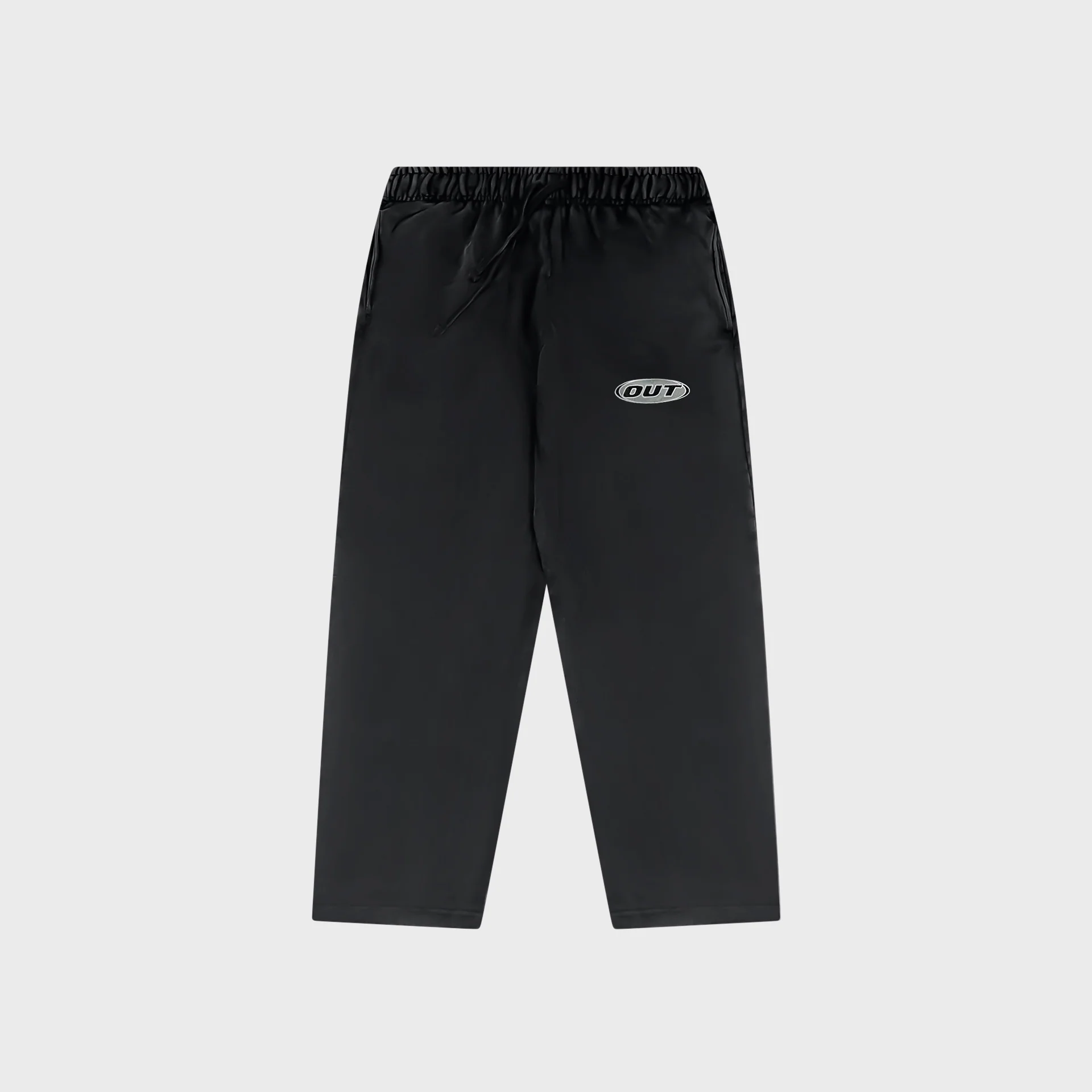 OUT Classic Logo Open Bottom Flare Sweatpants Black
