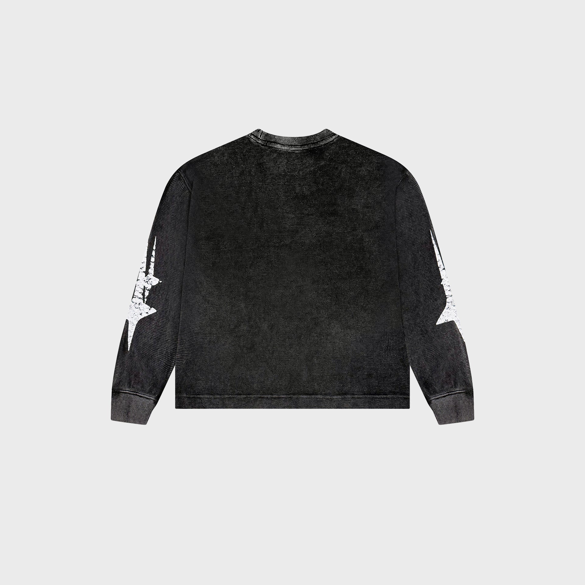OUT Shooting Star Drop Shoulder Waffle Long Sleeve Black Salt Wash - Image 2